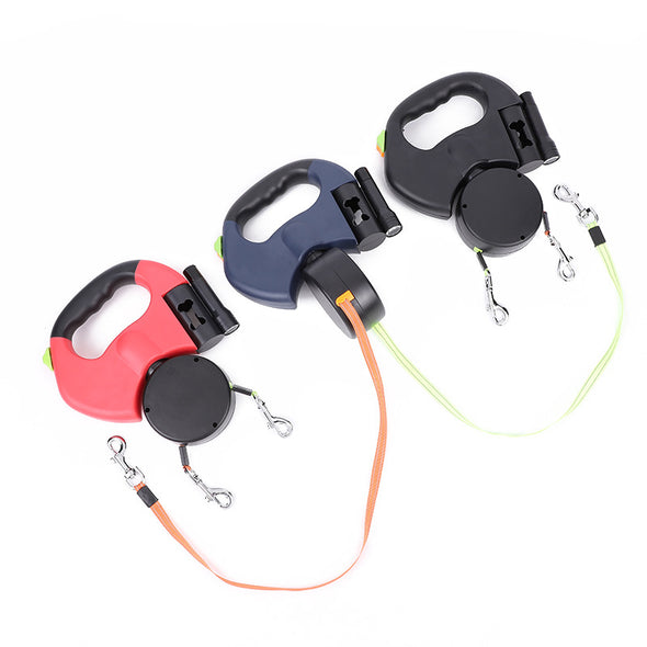 Dog Retractable  Double Walking Lights Leash